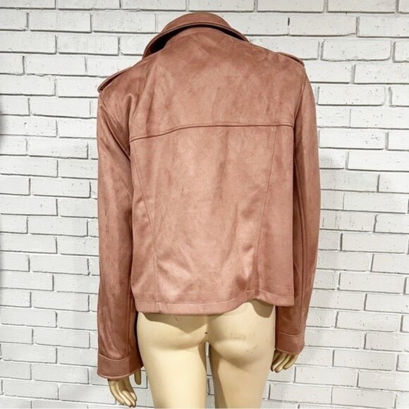 ASOS Pink Faux Suede Moto Jacket — Women’s Size 14 NWT - Picture 5 of 8